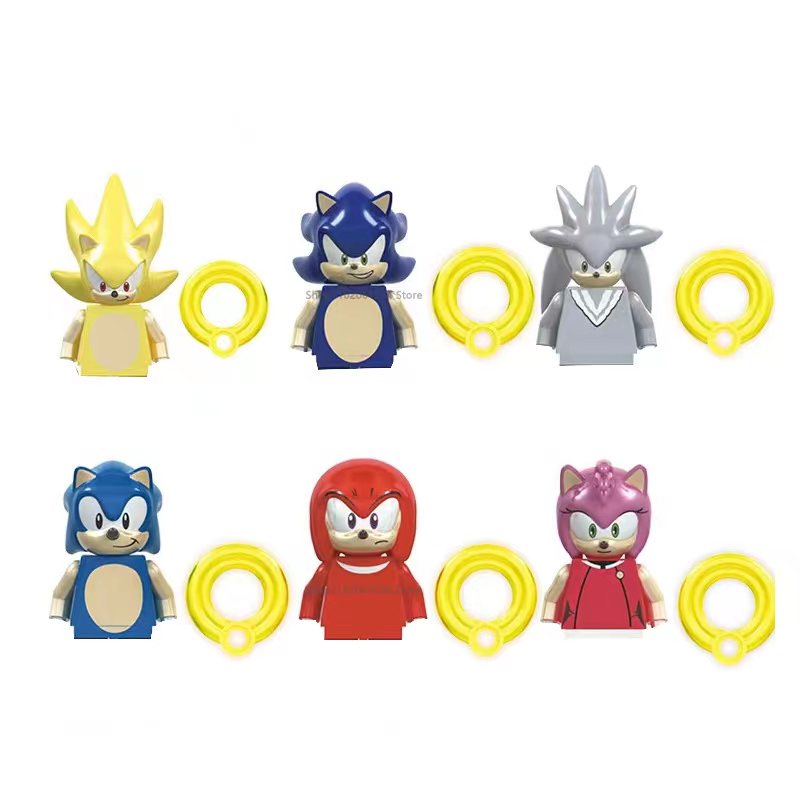 Model Kit Sonic - مجموعة من 6 قطع شخصيات أنمي