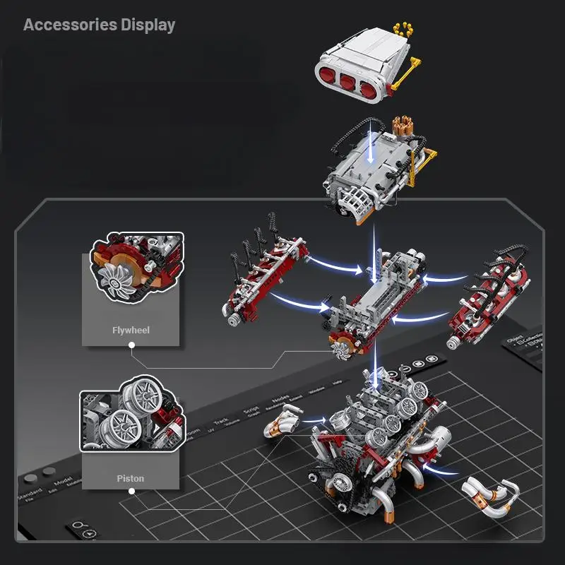 2347 قطعة من مكعبات البناء عال - مراجعة Model Kit V8 Engine وسعره