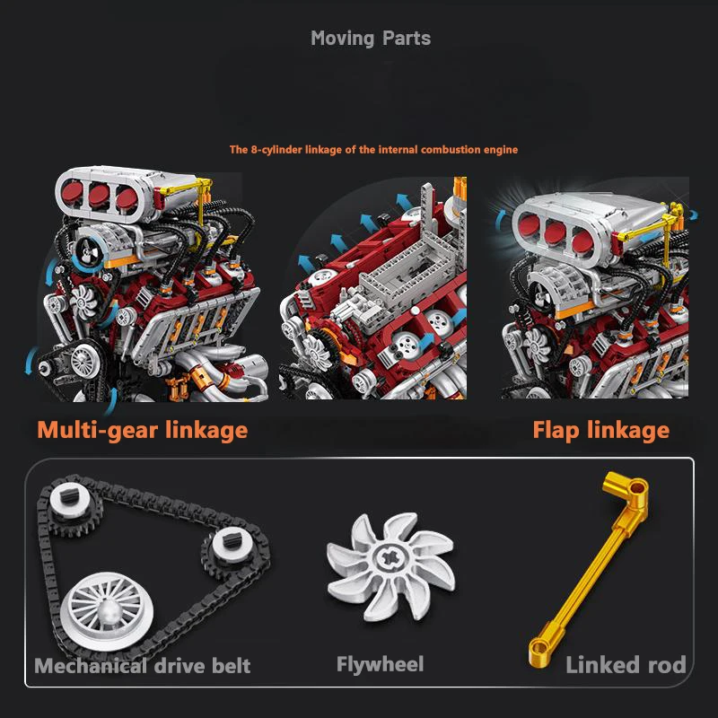 2347 قطعة من مكعبات البناء عال - مراجعة Model Kit V8 Engine وسعره