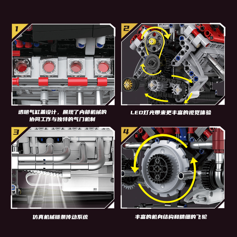 مجموعة مكعبات بناء طراز K96207 - مراجعة Model Kit V8 Engine وسعره